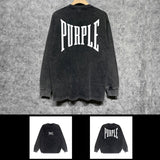 Purple Brand Distressed Long Sleeve Shirt Fashion Distressed Loose Long-sleeved Top