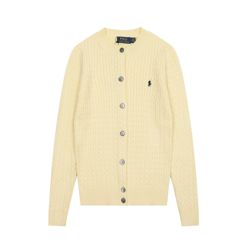 Ralph Lauren Knitted sweaters small twist knitted cardigan polo solid color crew neck