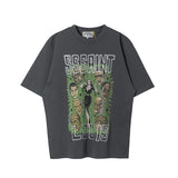 Mens Vintage T-Shirts vintage Washed Old Short Sleeves Loose Crew Neck