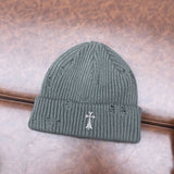 Chh Chrome Heart Beanie Knitted Hat Women's Thick Wool Hat Cross Cold Hat