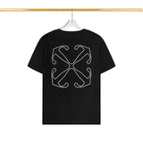 Off White T Shirts OW Mechanical Letter Pattern Crew Neck Pullover Short Sleeves