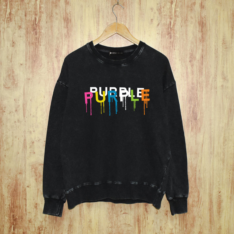 Purple Brand Distressed Sweatshirt Retro Vintage Crew Neck Sweater