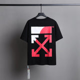 Ow T Shirts Red and White Contrast Color Oil Painting Arrow Men and Women