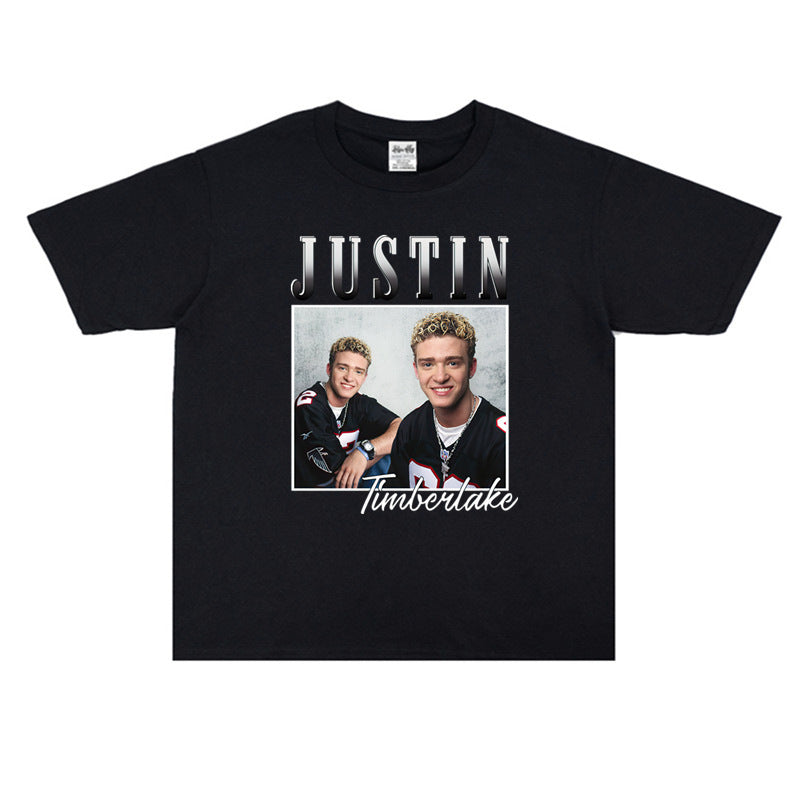 Rock Star T Shirt Justin Timberlake Music Cotton Printed T-shirt Short Sleeve Loose