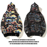 Bathing Ape Hoodie Thermal Imaging Camouflage Shark Hooded Cardigan Zip Sweater Jacket