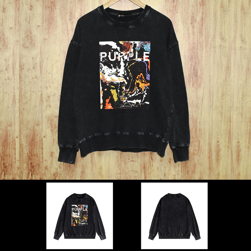 Purple Brand Distressed Sweatshirt Retro Vintage Crew Neck Sweater
