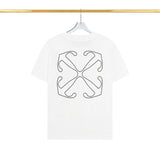 Off White T Shirts OW Mechanical Letter Pattern Crew Neck Pullover Short Sleeves