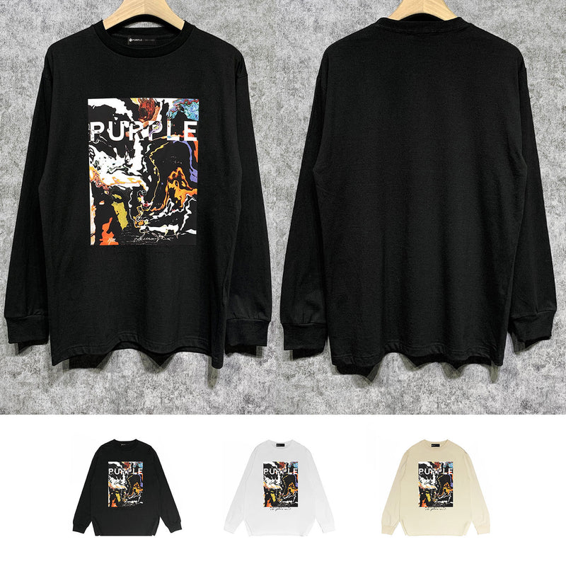 Purple Brand Long Sleeve T-Shirt Fashion Loose Long Sleeve Top