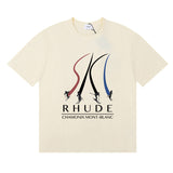 Rhude T Shirt Ski Theme Letter Print Short Sleeve T-Shirt