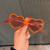 Trendy punk glasses diamond-encrusted uv protection