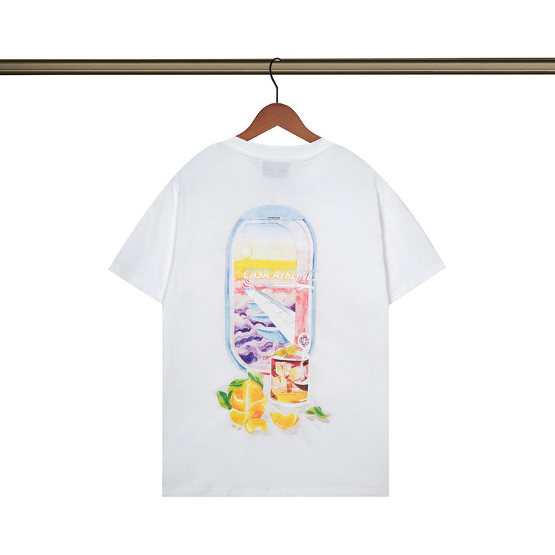 Casablanca T Shirts Fashion Casual Crew Neck Aerial Landscape Print Tee