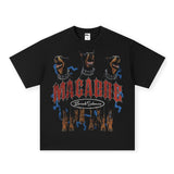 Vintage T-shirts Doberman Printed Short Sleeve T-Shirt Street Washed Old