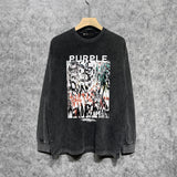 Purple Brand Distressed Long Sleeve Shirt Fashion Distressed Loose Long-sleeved Top