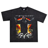 Rock Star T Shirt Rock Band Alternative Metal Disturbed Band Washed T-shirt Short Sleeve Loose Men and Women