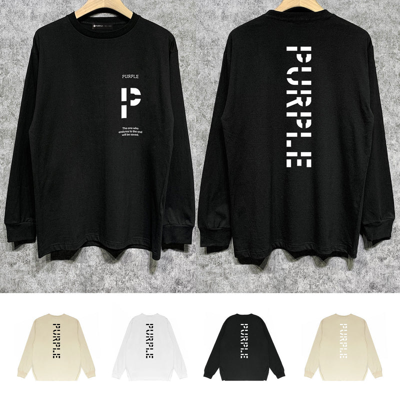 Purple Brand Long Sleeve T-Shirt Fashion Loose Long Sleeve Top