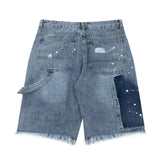 Gallery Dept Denim Shorts Washed Hand Painted Ink Splashed Denim Shorts