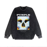 Purple Brand Distressed Long Sleeve Shirt Fashion Distressed Loose Long-sleeved Top