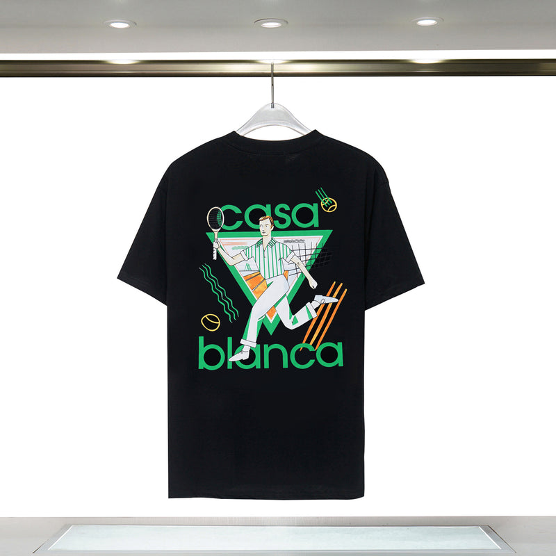 Casablanca T Shirts Loose Short Sleeve Play Tennis Print T-Shirt