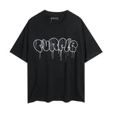 Purple Brand T Shirts Purple Micro Label Melted Letter Print Short Sleeve T-Shirt