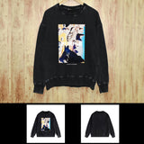 Purple Brand Distressed Sweatshirt Fashion Washed Black Long Sleeves Top