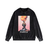 Purple Brand Distressed Sweatshirt Retro Vintage Crew Neck Sweater