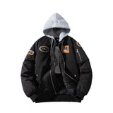 Mens Vintage Jackets Baseball Jacket Hooded Flight Suit Cotton Jacket
