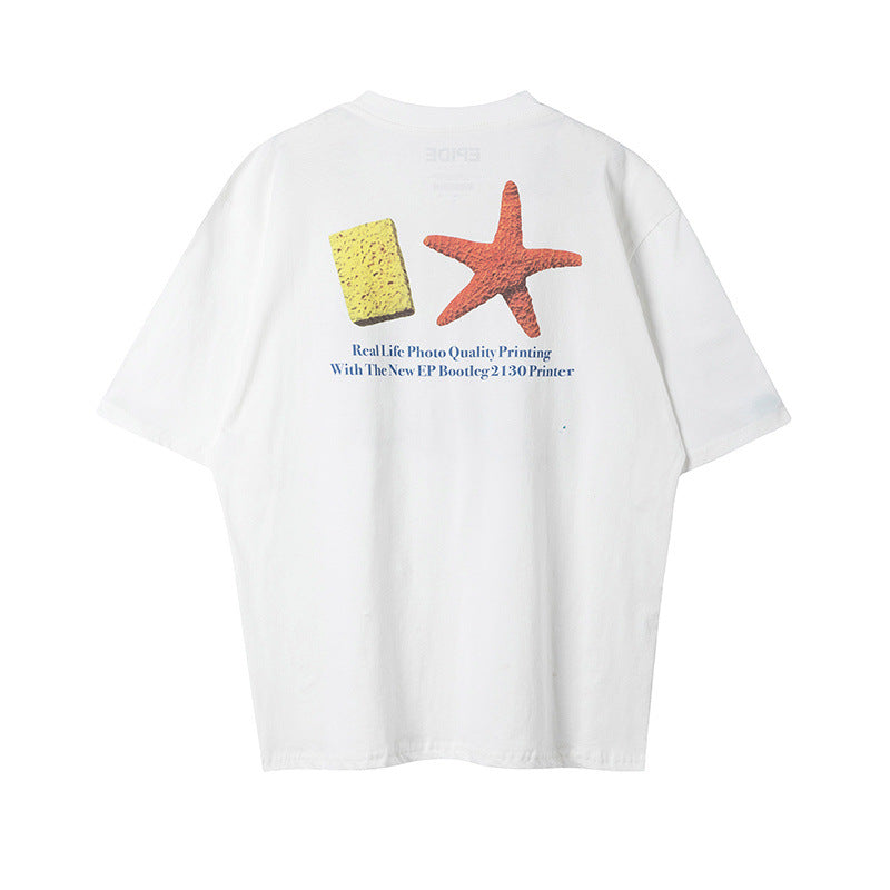 Men Vintage T-Shirts vintage washed old SpongeBob SquarePants printer couple short sleeves