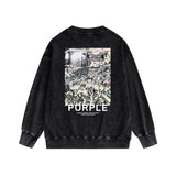 Purple Brand Distressed Sweatshirt Retro Vintage Crew Neck Sweater