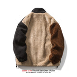 Men Jacket Color Matching Stand Collar Cotton-Padded Coat Men's Winter Loose