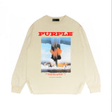Purple Brand Long Sleeve T-Shirt Fashion Loose Long Sleeve Top