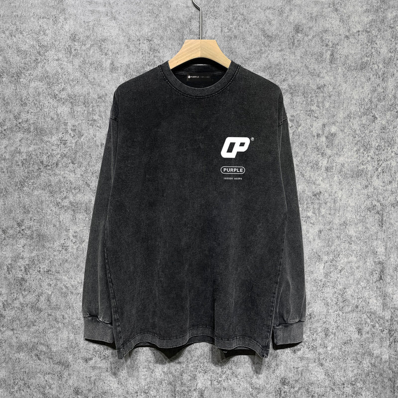 Purple Brand Distressed Long Sleeve Shirt Fashion Distressed Loose Long-sleeved Top