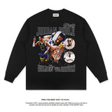 Nba Long Sleeve Shirt Loose Long Sleeve T-shirt Distressed Cotton Heavy round Neck Fashion Brand