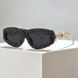 Trendy punk glasses diamond-encrusted uv protection