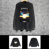 Purple Brand Distressed Long Sleeve Shirt Fashion Distressed Loose Long-sleeved Top