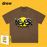 Drew T Shirts Smiley Face Short Sleeve Loose round Neck Short Sleeve