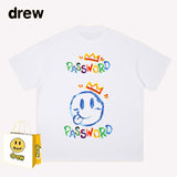 Drew T Shirts Short Sleeve T-shirt Smiley Face Letter Print