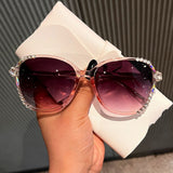 Trendy punk glasses large square frame with flowers and diamonds