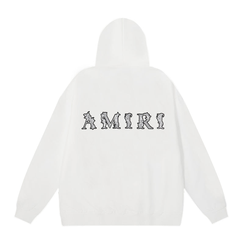 Amiri Hoodie OW Seagrass Alphabet Print Hooded Sweater Men and Women