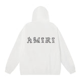 Amiri Hoodie OW Seagrass Alphabet Print Hooded Sweater Men and Women