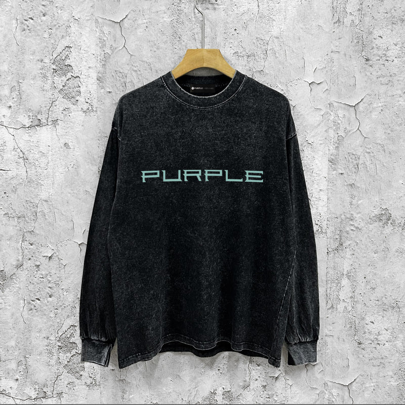Purple Brand Distressed Long Sleeve Shirt Fashion Distressed Loose Long-sleeved Top