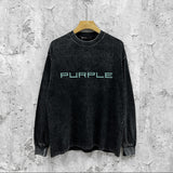 Purple Brand Distressed Long Sleeve Shirt Fashion Distressed Loose Long-sleeved Top