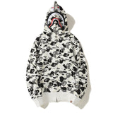 Bathing Ape Hoodie Shark Camouflage Printed Cardigan Zip Hooded Sweater Jacket