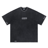 ERD T Shirts Washed Embroidery Retro Short Sleeve T-shirt Men