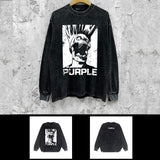 Purple Brand Distressed Long Sleeve Shirt Fashion Distressed Loose Long-sleeved Top