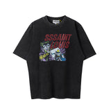 Mens Vintage T-Shirts vintage Washed Old Short Sleeves Loose Crew Neck