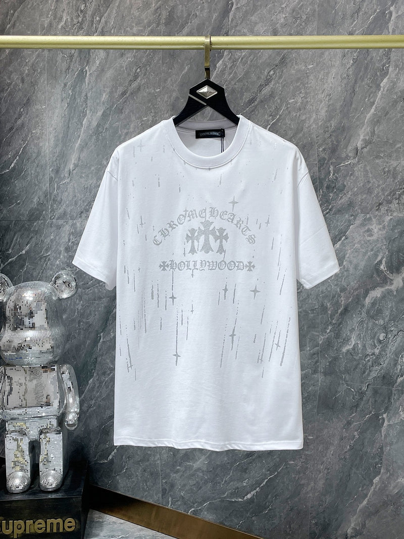 Chh Chrome Hearts T Shirts Sanskrit Star Splashing Ink Casual Sports Men's and Women's Short Sleeve T-Shirts