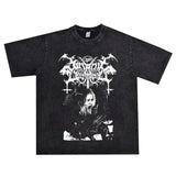 Rock Star T Shirt Satanic Warmaster Rock Band Washed Old Men and Women