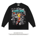Nba Long Sleeve Shirt Washed Long Sleeve T-shirt for Men