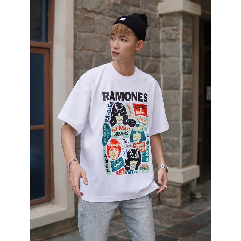 Rock Star T Shirt T-shirt Ramons Band Rock American Portrait Loose Short Sleeve