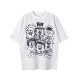 Men Vintage T-Shirts vintageM French Fries Cartoon Print Short Sleeve Loose Casual